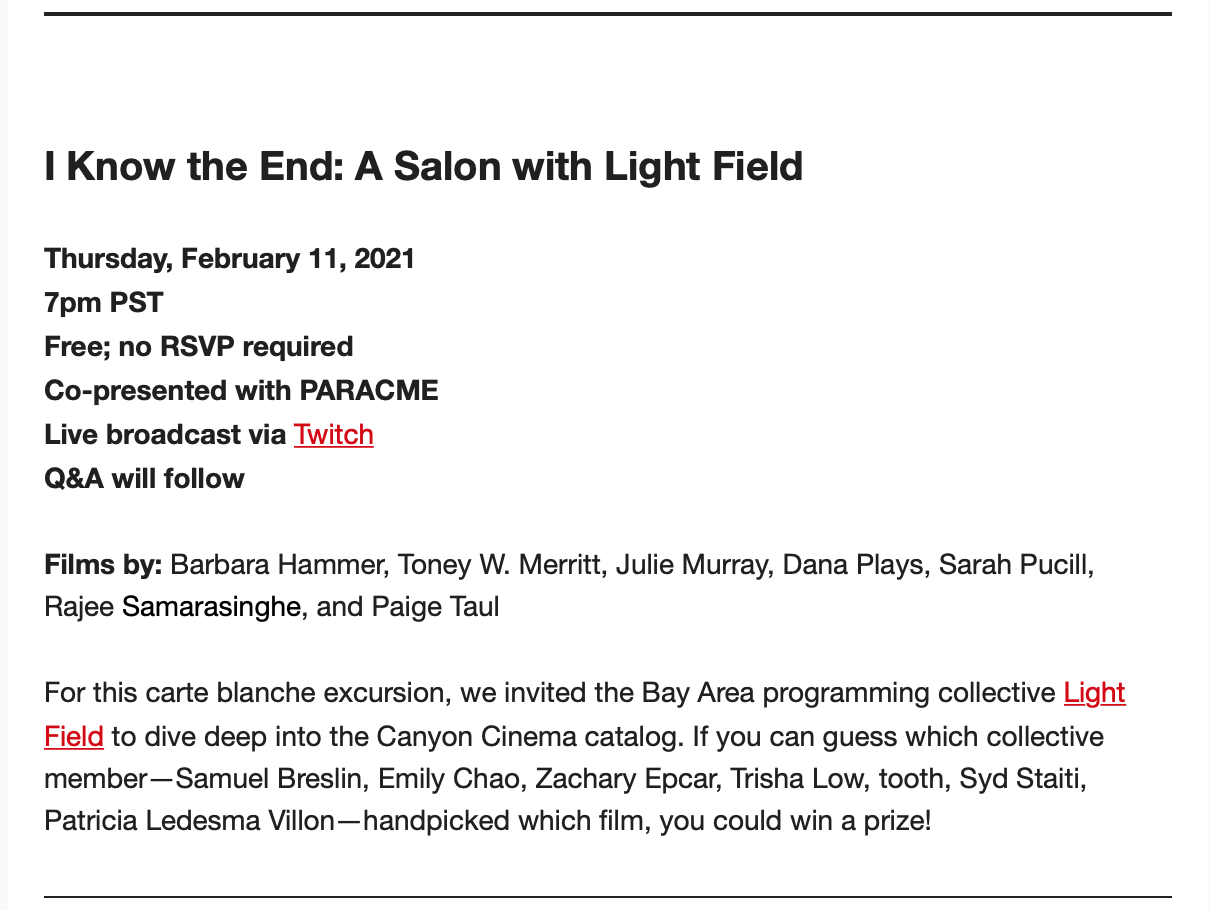 Light Field screening